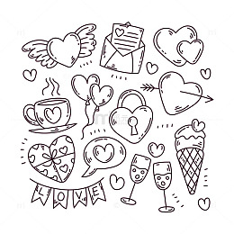 七夕节涂鸦情人节元素系列