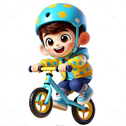 玩平衡车的卡通3D男孩素材