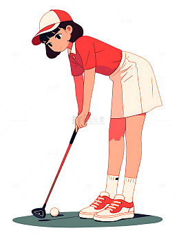 打高尔夫球的女孩子红色