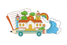 开学季开学日卡通简约幼儿园图画装饰元素