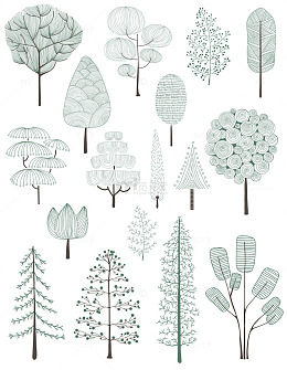 简笔画松树杉树简约卡通元素