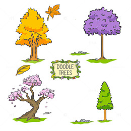 手绘涂鸦卡通树