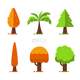 卡通扁平树装饰元素