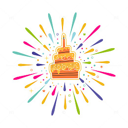 卡通简约彩色蛋糕礼花