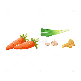 卡通胡萝卜大葱大蒜蒜头蒜瓣生姜调味品