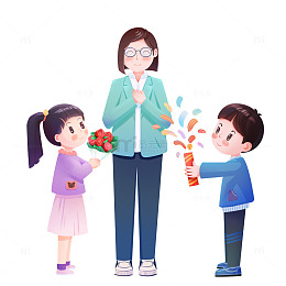 教师节送花人物场景元素