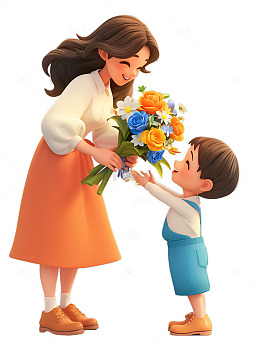 教师节小孩学生送花给老师节日