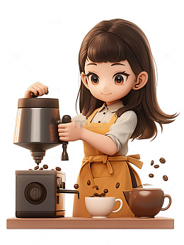咖啡师做咖啡咖啡机
