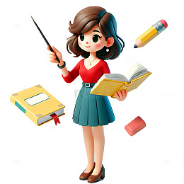 一名女教师卡通3D人物素材
