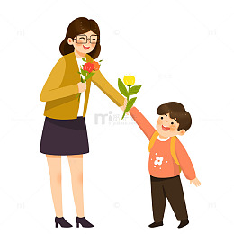 手绘教师节送花