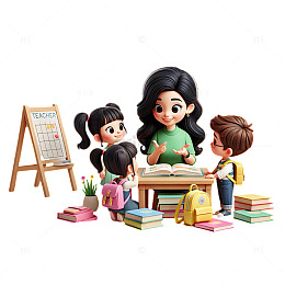 给学生讲题的教师3D人物素材