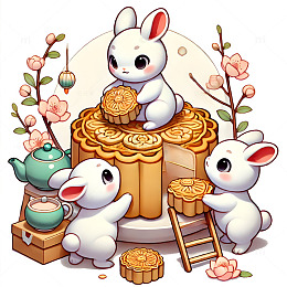 超可爱玉免中秋月饼卡通素材