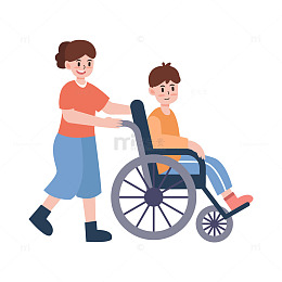 扁平简约关爱残疾人人物元素