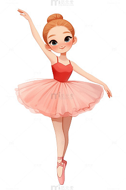 卡通人物女孩跳芭蕾舞