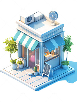 服装店建筑Q版等距设计图标2