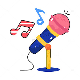 卡通麦克风音符星梦
