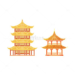 元旦节日楼阁阁楼宝塔凉亭亭子