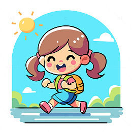 小女孩去上学