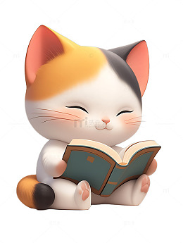 小猫咪在看书阅读