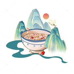 腊八节腊八粥山峰石峰丹顶鹤太阳河流