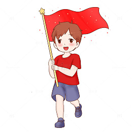 国庆节人物举红旗奔跑