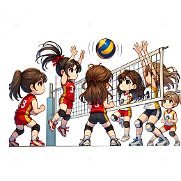 排球比赛卡通人物素材
