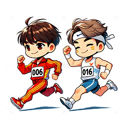 长跑跑步运动员卡通人物素材
