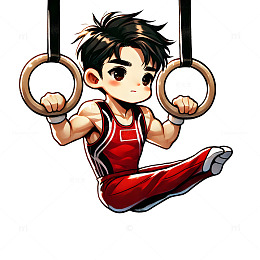 体操吊环运动员卡通人物素材