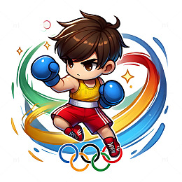 拳击与奥运五环组合卡通素材