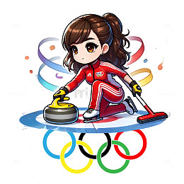 冰壶运动与奥运五环卡通素材