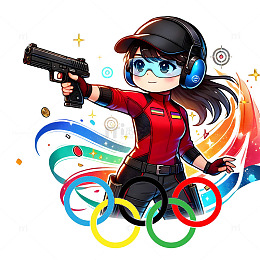 射击奥运五环组合卡通人物素材