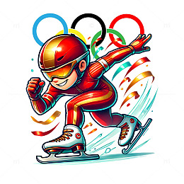 短道速滑奥运五环卡通人物素材