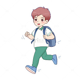 开学季上学奔跑人物