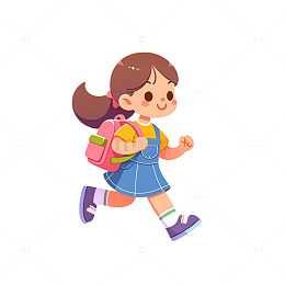 女孩背着书包去上学开学季