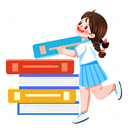开学搬书阅读的小女孩儿卡通元素