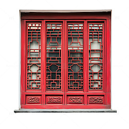 仿古窗户中式窗户红色