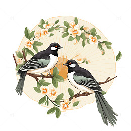 黑白喜鹊圆舞春