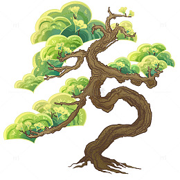 国风国潮手绘松树插画