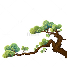 国潮国风松树插画迎客松