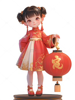 中国风女生提着灯笼