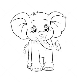动物简笔画涂鸦大象轮廓