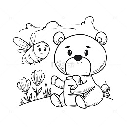 动物简笔画大熊轮廓图