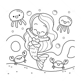 人物简笔画美人鱼轮廓