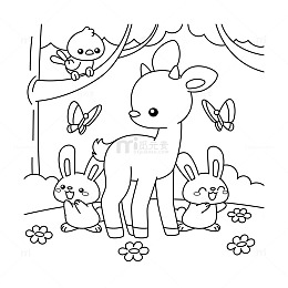 卡通简笔画可爱的动物涂鸦