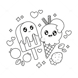 卡通简笔画冰淇淋涂鸦
