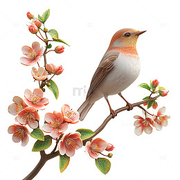 超细腻的小鸟梅花枝头