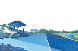 开学季校园学校操场跑道观景台