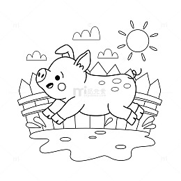 卡通简笔画小猪轮廓