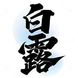 白露节气中国风书法标题