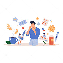 患感冒的年轻人